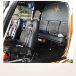 Neuerstellung Interieur Helicopter Bo105 - Rücksitzbank mit kundenindividuellen Stickarbeiten nachher Neuerstellung Interieur Helicopter Bo105 - Rücksitzbank mit kundenindividuellen Stickarbeiten nachher